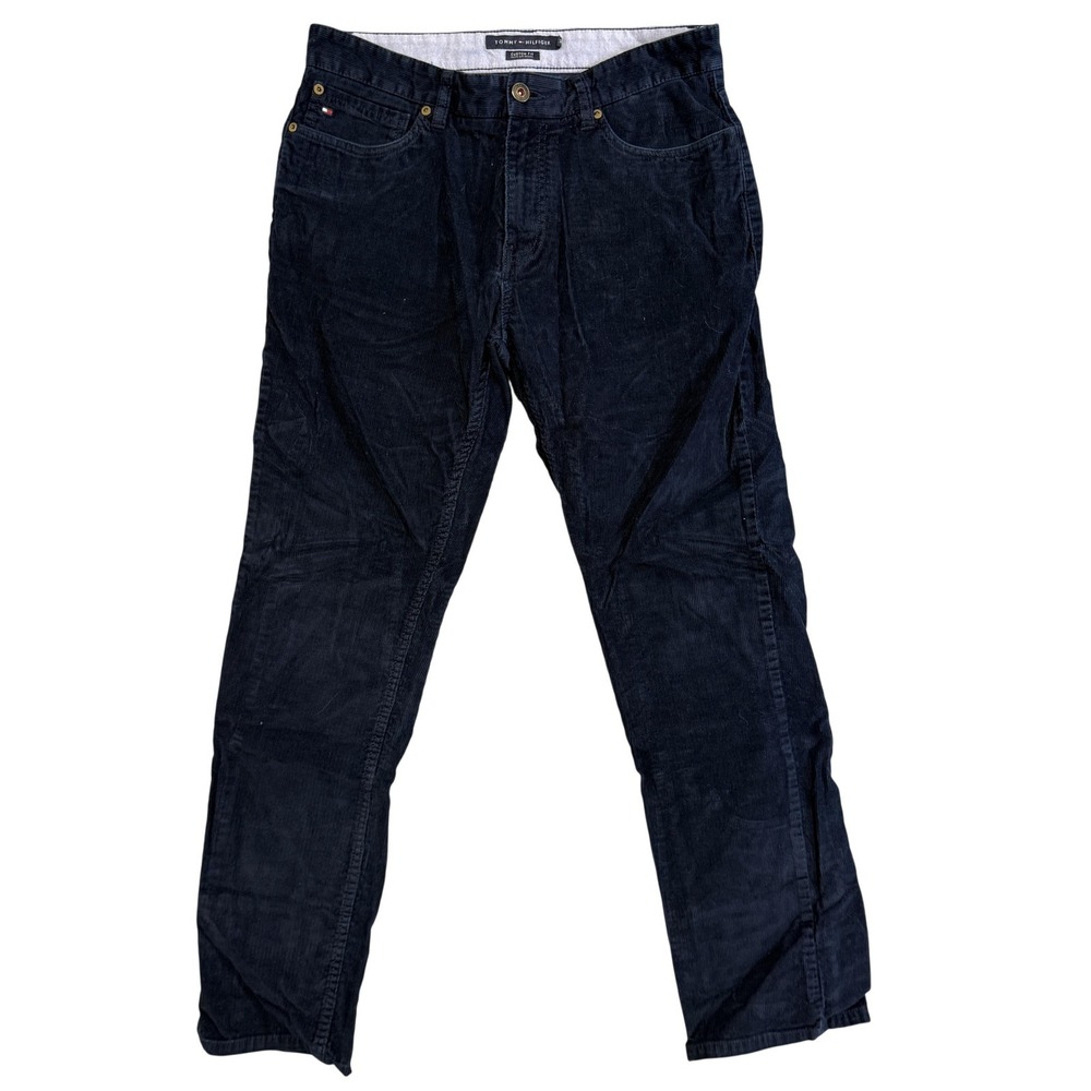 Tommy Hilfiger Pants Mens 32x32 Blue Corduroy Custom Fit 5-Pocket Casual Logo
